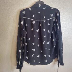 Wrangler Retro Long Fringe Sleeve Button Up Blouse Sz M